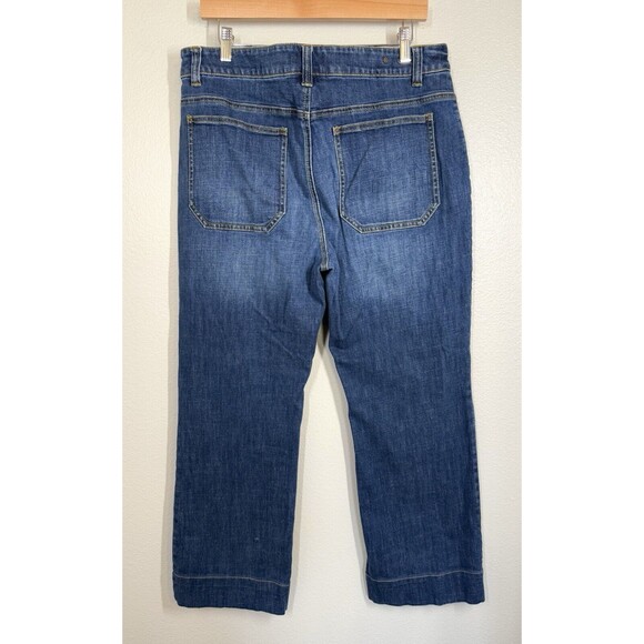 Cabi Patch Pocket Wide Leg Denim Jeans Womens Size 12 70's Retro #4151R Flare - Picture 6 of 14